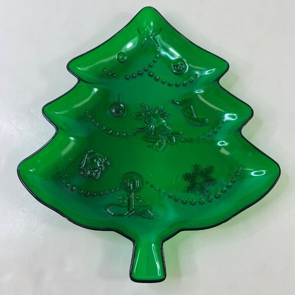 Set 2 Christmas Tree Shaped Plastic Serving Platters Green Clear - Picture 4 of 11